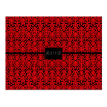 Black and Red Damask RSVP Post Cards