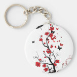 Black and Red Flowers Key Chains