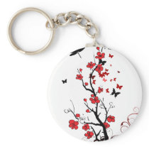 Black and Red Flowers Key Chains