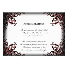 Black and Red Gothic Scroll Wedding Accomodations Custom Invites