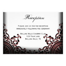 black and Red Gothic Scroll Wedding Reception Custom Invitations