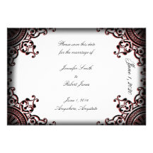 Black and Red Gothic Scroll Wedding Save the Date Custom Invitations