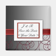Black  and red graduated wedding set refrigerator magnet