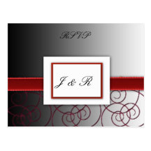 Black  and red graduated wedding set postcards