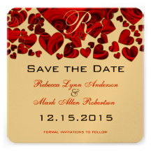 Black and Red Heart Roses Wedding Save the Date Personalised Announcement