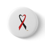 Black And Red Heart Shaped Awareness Ribbon Pins