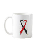 Black And Red Heart Shaped Awareness Ribbon mugs