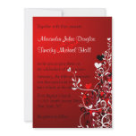 Black and red heart swirls wedding 5x7 invitation