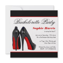 Black and Red Stiletto Heels Bachelorette Party Announcements