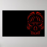 Black and Red Tribal Skull Poster