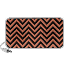 Black and Salmon Chevron or Zigzags Stripes Travel Speaker