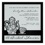 Black and Silver Bridal Tea Shower Custom Announcements