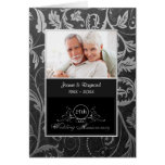 Black and Silver Damask 25th Wedding Anniversary Greeting Cards