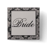 Black and silver damask pattern pin