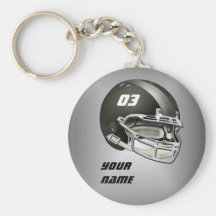 Black and Silver Football Helmet Keychain