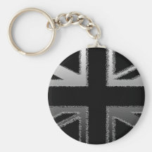 Black and Silver Grey Union jack Flag Keychain