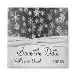 Black and Silver Snowflakes Save the Date Magnet