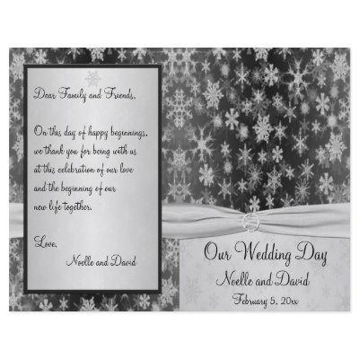 Black and Silver Snowflakes Wedding Program by NiteOwlStudio