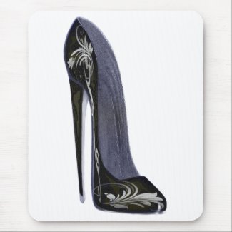 Black and Silver Stiletto Shoe Art Gifts Mousemat