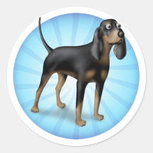 Black and Tan cartoon Round Sticker