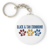BLACK AND TAN COONHOUND DAD Paw Print keychains