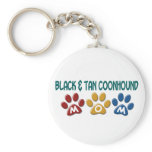 BLACK AND TAN COONHOUND MOM Paw Print Key Chain