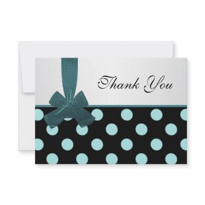 Black and teal polka dots Thank You Personalised Announcements by IrinaFraser
