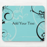 Black and Turquoise Floral Mouse Mats