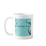 Black and Turquoise Floral Coffee Mugs