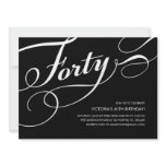 Black and White 40th Birthday Invitations