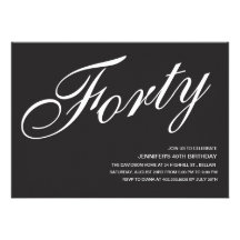 Black and White 40th Birthday Invitations