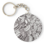 Black and white Abstract Line Art Keychain