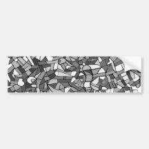 black and white abstract mosaic bumper sticker