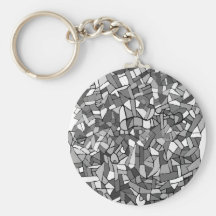 black and white abstract mosaic keychains