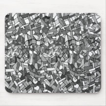 black and white abstract mosaic mousemat