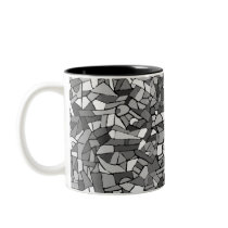 black and white abstract mosaic mugs