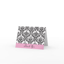 Black and White and Pink ThankYou Note Greeting Cards
