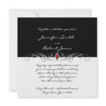 Black and White and Ruby Accent Wedding Invitation