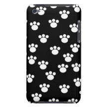 Black and White Animal Paw Print Pattern. Barely There iPod Covers