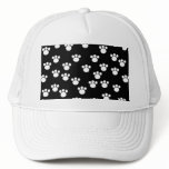 Black and White Animal Paw Print Pattern. Custom hats