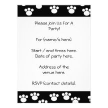 Black and White Animal Paw Print Pattern. Announcements