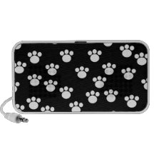 Black and White Animal Paw Print Pattern. Speaker System