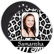 Black and white animal print buttons