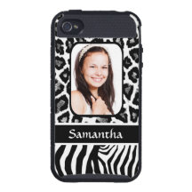 Black and white animal print case for iPhone 4