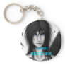 Black and white anime dark angel boy key chain
