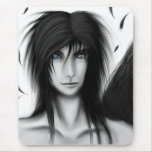 Black and white anime dark angel boy mousepads