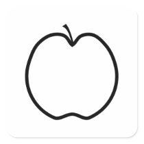 Black and White Apple. Square Sticker
