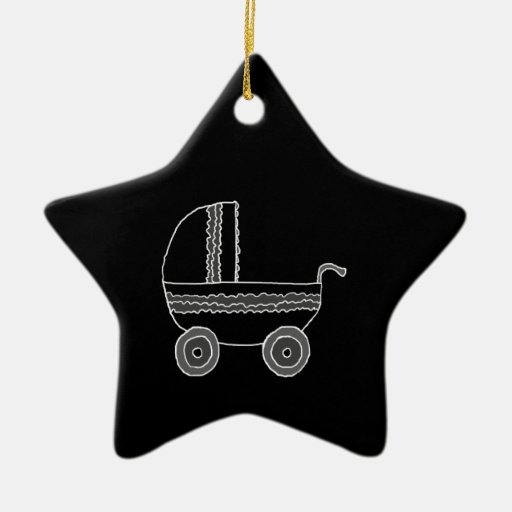Black and White Baby Stroller. Christmas Ornaments