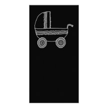 Black and White Baby Stroller. Custom Photo Card