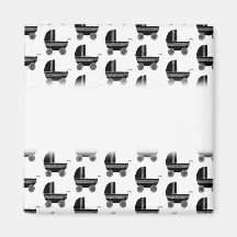 Black and White Baby Stroller Pattern. Refrigerator Magnet